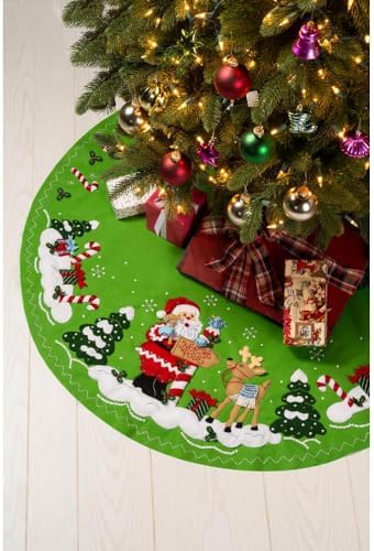Bucilla, Felt Applique 43" Tree Skirt Kit, North Pole This Way, Perfect for DIY Arts and Crafts