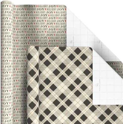 Hallmark Rustic Christmas Wrapping Paper, 6 Rolls (Plaid, Red Truck, Barn)