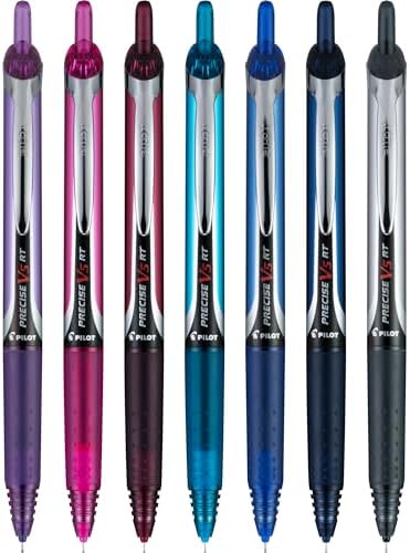 PILOT Pen 26095 Precise V5 RT Refillable & Retractable Premium Rolling Ball Pens, Extra Fine Point (0.5mm), Assorted Colors, 7 count