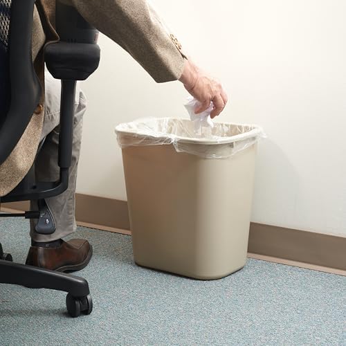 Winco 14 5/8" Beige Plastic Waste Basket for Home and Office