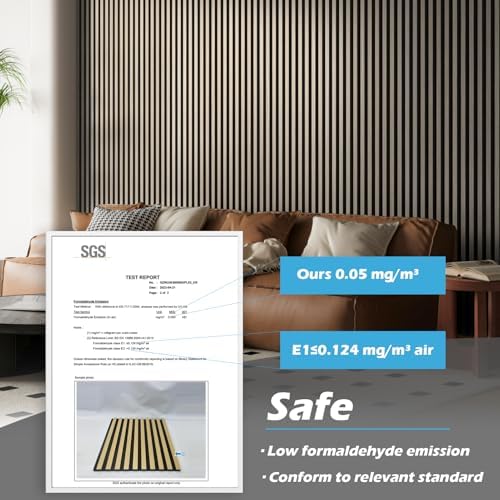 Art3d 108 x 12 in 3D Fluted Soundproof Wood Slat Wall Panel, 4-Pack, Oak