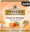 Twinings Peach & Orange Herbal Tea Individually Wrapped Bags, 100 Count (Pack of 1), Juicy & Fruity, Naturally Caffeine-Free, Enjoy Hot or Iced, 100 Teabags