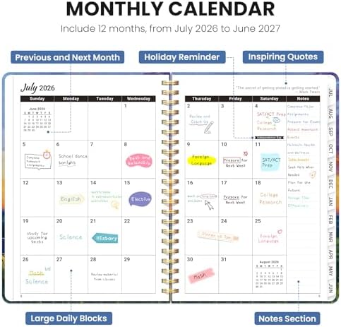 Large Planner 2026-2027, A4 (8.5" x 11") Hardcover Weekly & Monthly Planner July 2026 - June 2027 with Monthly Tabs, Academic Planner for School, Work and Office, Golden Horizon