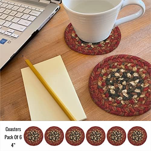 Homespice Chester Jute Braided Coasters for Cabin Decor, Round 4" Set of 6