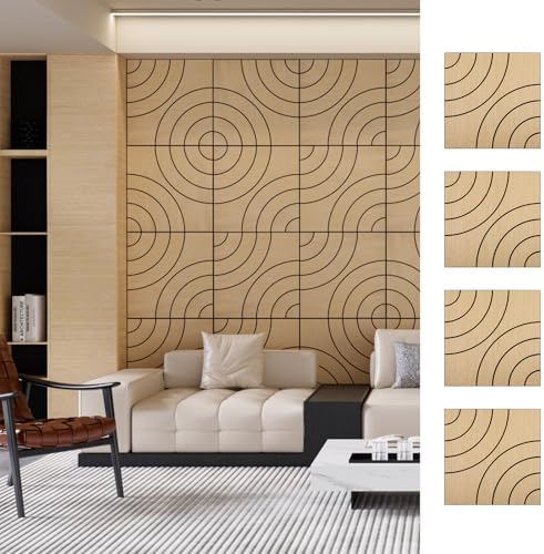 4 Packs Acoustic Wall Panels - Self-Adhesive 3D Wood Slat Wall Panel- Peel and Stick Sound Absorbing Panels for Noise Reducing - Feature Wall Decor for Home & Office