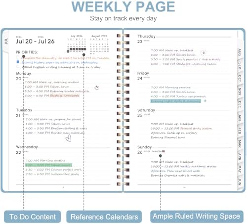 Planner 2026-2027, Weekly and Monthly Academic Planner, July 2026 - June 2027, Hardcover Calendar Agenda Book for School Year Planning, School Supplies for Teacher and Student, A5(6.3'' x 8.5'')