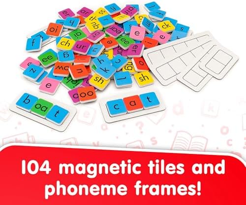 Junior Learning Rainbow Phonics Tiles with Built-in Magnetic Board Multi