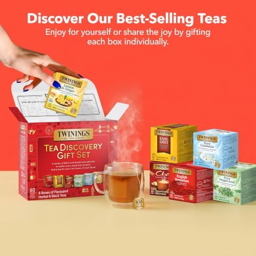 Twinings Tea Discovery Gift Set, Black & Herbal Variety Pack, 6 Mini Boxes