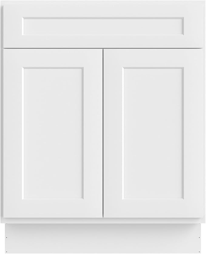 Furinno Shaker Bath Vanity Cabinet Without Top, 2-Door, White | 21 D x 27 W x 34.5 H, Adjustable Hinges, Soft-Close Shaker-Style Door, Ready to Assemble, Plywood, for Bathroom, Washroom