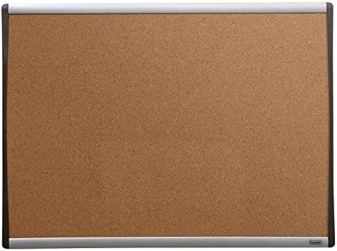 Quartet Cork Board, 17" x 23" Bulletin Board, Corkboard, Black/Silver Frame (79373)