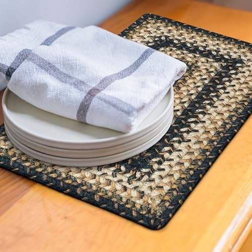 Homespice Kilimanjaro Jute Braided Table Mats, Rect 10x15 Set of 4