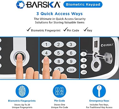 Barska 0.85 Cu Ft Digital Biometric Safe with Keypad – Fingerprint Scanner, ADA Compliant LED Display, Interior Light, Motorized Steel Locking Bolts, Secure Home Office Safe