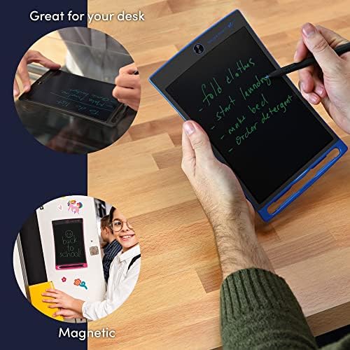 Boogie Board Jot Reusable Writing Tablet for Adults, 8.5 Digital Notebook with Instant Erase, Digital Notepad with Magnets, Note Taking Tablet for Work or School, Flamingo Pink