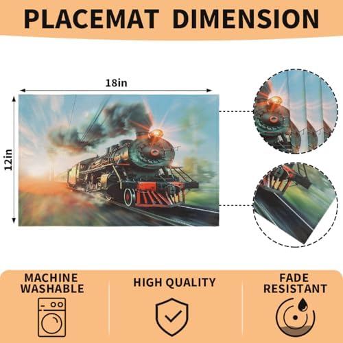 Placemats Set of 4 Washable Linen Place Mats Cloth Table Mats 12x18 Inch