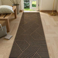 Lahome Modern Black and Brown Runner Rug, 2x8 Entryway Runner Rug Non Slip