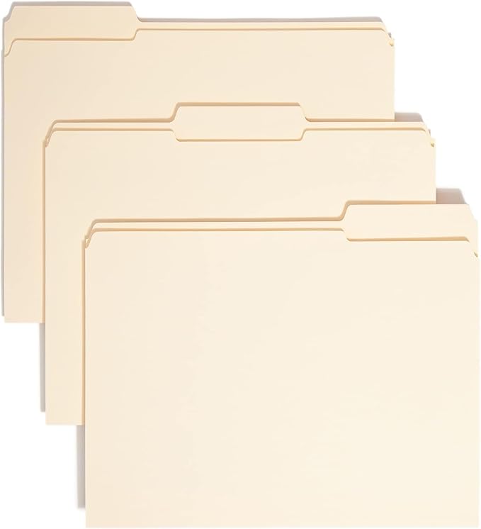 Smead File Folders Letter Size,Reinforced 1/3-Cut Tab,Assorted Positions,Letter Size,Manila Folders 8.5 x 11,100 per Box (10334),(Pack of 5)