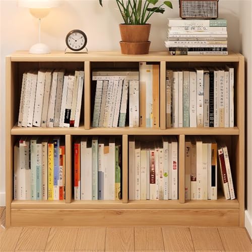 Lumber Organizer Shelf 3/4 Shelves, Lateral Filing or Vertical, Closed Back Floor-Standing Bookshelf Rack Bookcase Cabinet Tiered Shelf Grid Storage Unit Natural 39.4" L x 9.4" W x 31.5" H