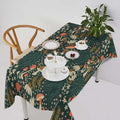 Mushroom Table Cloth, Vintage Woodland Summer Flowers Plants Forest Botanical Leaves Table Cover for Farmhouse Kitchen Dining Room Table Decor 60x120in
