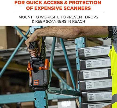Ergodyne Squids 5543 Barcode Scanner Holder Equipment Mount for Gun Grip Mobile Computers, Handheld Bar Code Scanners, Fastener Straps to Attach to Forklift Gray Large