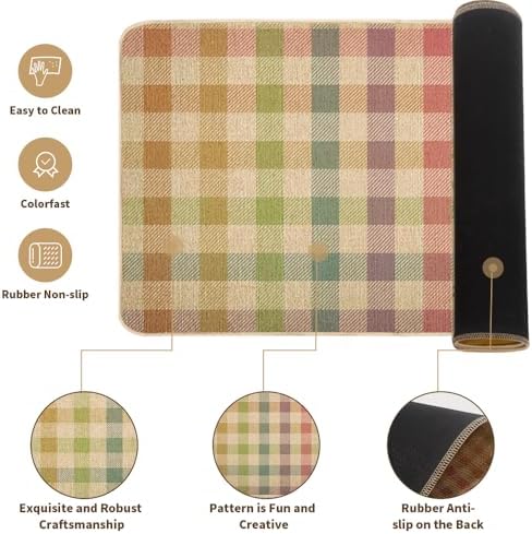 Decorhua Easter Kitchen Mats for Floor 2 piece Set, Spring Kitchen Rugs Non Slip Washable, Buffalo Check Style Kitchen Decor Farmhouse 17x29 and 17x47 Inch DM198