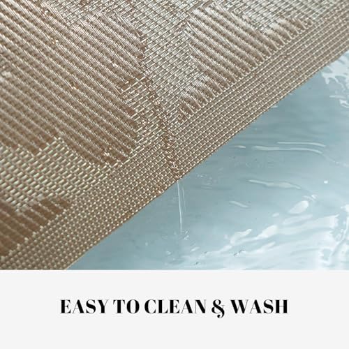 Placemats Set of 8 Vinyl/Plastic Woven Place Mats for Kitchen Table Indoor/Outdoor Washable Placemat Wipeable Dining Table Mats (Dark Brown Clover,8)