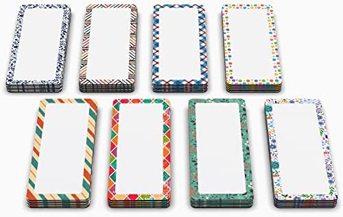 Attractivia Erase Magnetic Labels 2.8 x 1.2 in, Pattern Borders, Dry Erase Magnets, 60-Pack, White Erasable Write-On All-Purpose Labels, for Office, Education, Home, Whiteboard, Magnetic Name Tags