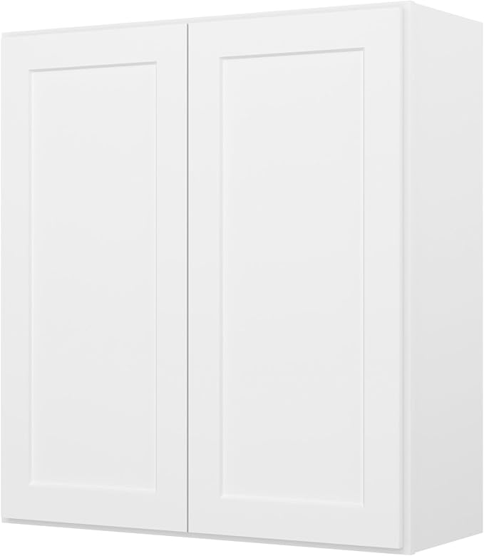 Furinno Shaker Wall Kitchen Cabinet 2-Doors-2 Shelves, Ready to Assemble, 12 D x 33 W x 36 H, White
