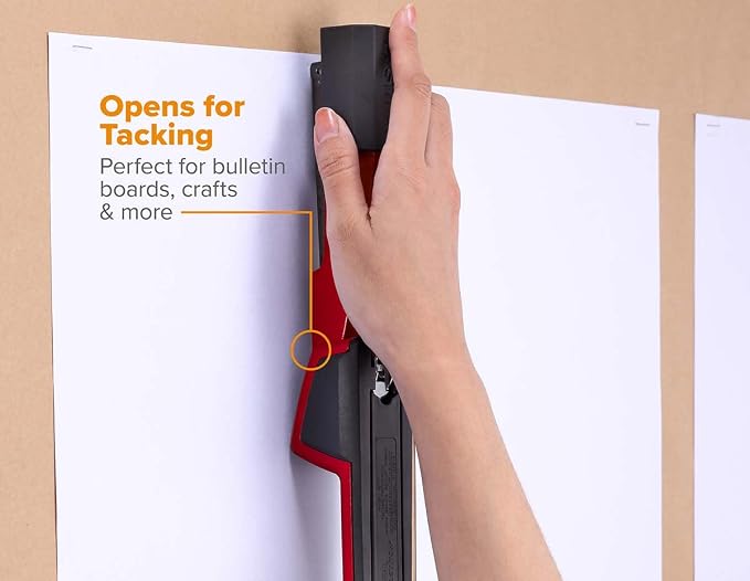 Bostitch Office Epic Metal 3 in 1 Stapler, 25 Sheet Capacity, Includes 210 Staples in Staple Storage Compartment & Integrated Remover, | Die-cast body opens 180 degrees for bulletin boards, with a temporary stapling option and a hidden slot for backup ...