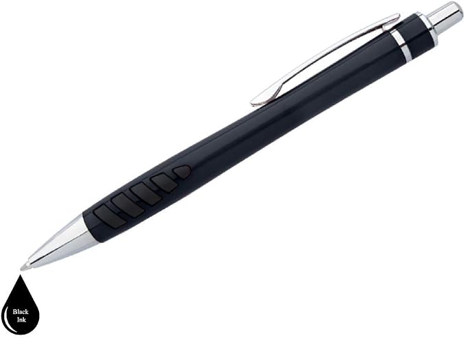 ExpressDesigns™ - Your Name or Imprint on our Custom Printed Addison Ballpoint Pen - Rubber Grip For Writing Comfort And Control, black ink, medium point - 12 Pack (Black)