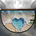 Beach Heart Seashell Half Round Door Mat Non Slip Washable Semi Circle Area Rug Absorbent Soft Half Moon Rug Floor Mat for Indoor Outdoor Kitchen Bathroom Patio Front Door Mat Decor