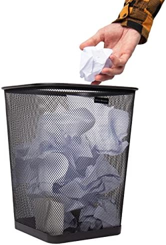 Mind Reader Mesh Trash Can, Waste Paper Basket, Square, Office, Metal Mesh, 9.75" L x 9.75" W x 12.25" H, Set of 4, Black