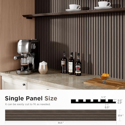 SMARTSTANDARD Wood Slat Acoustic Wall Panels 2 Pack 94"x23.6" Dark Walnut