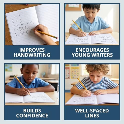 Roaring Spring Composition Notebooks, 5-Pack, Grade 2 Ruled, 50 Sheets 15# White Paper, 9.75"x7.75", Designed for Grade 2 Classes, Practicing Writing & Penmanship, Blue Marble Flexible Cover
