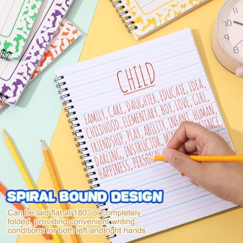 Henoyso 6 Pack Spiral Primary Composition Notebook for K-2, 100 Pages