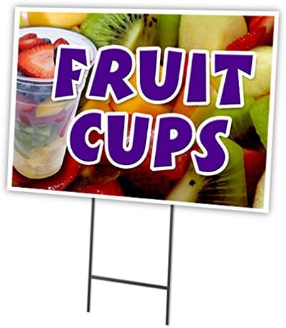 Fruit Cups 18"x24" Yard Sign & Stake | Advertise Your Business | Stake Included Image On Front Only | Made in The USA