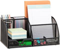 Mind Reader 7-Compartment Desktop Organizer, Metal Mesh Desk Organizer for Pens, Sticky Notes, Mail and Office Supplies, Black