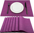 WAZAIGUR Placemats Crisscross Woven Vinyl Place Mats Set of 8 Purple