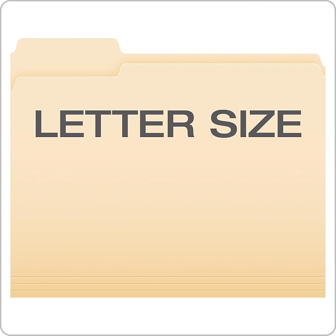 Pendaflex Essentials File Folders, Letter Size, 1/3 Cut, Manila, 250 per Box (752250)