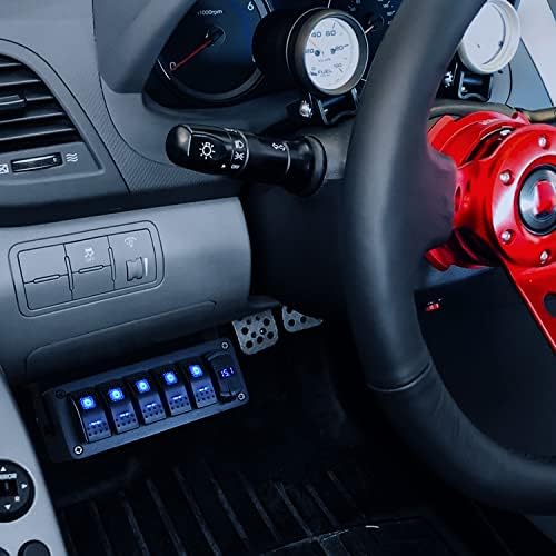 Nilight 5 Gang Rocker Switch Box Toggle w/Voltmeter PD Type C & USB Socket