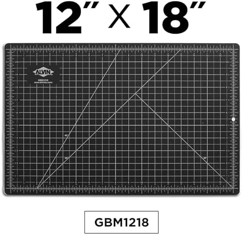 ALVIN GBM Self-Healing Cutting Mat 12 x 18 inch | Double-Sided Green/Black | 5-Layer Gridded Surface for Arts, Crafts and Sewing - Model GBM1218
