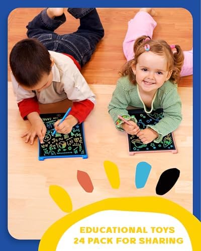 bravokids 24 Pack LCD Writing Tablet with Stylus, 8.5 inch Colorful Doodle Board Drawing Pad for Kids, Travel Games Activity Learning Toys, Birthday Gift for Age 3 4 5 6 7 8 Year Old Boys Girls