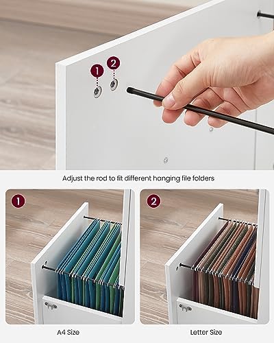 VASAGLE 2-Drawer File Cabinet, Small Rolling, Locking, Printer Stand