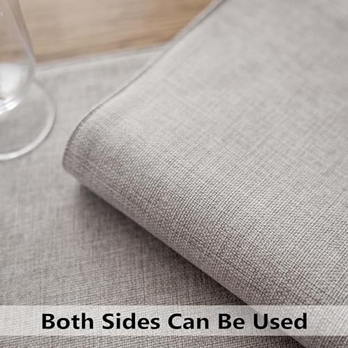 Demetex Gray Placemats Set of 6 Linen Heat Resistant Plate Mats Washable Place Mats for Buffet Dinner Party Decorations, 13 x 19 inches, Light Grey