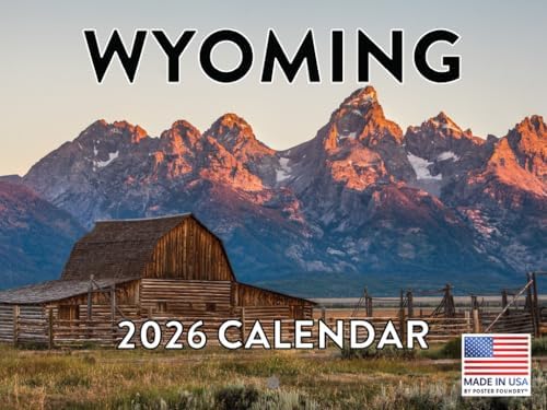 Wyoming Calendar 2026 Wall 12 Month Monthly WY Scenic Souvenirs Themed Gifts | American Made In The USA