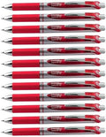 Pentel EnerGel RTX Liquid Gel Pen (0.7mm), Metal Tip, Red Ink, Box of 12 (BL77-B)