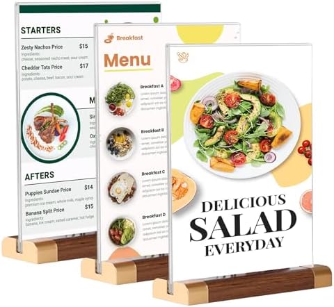 Acrylic Sign Holder 8.5 x 11, 3 Pack Double-Side Vertical Display Stand