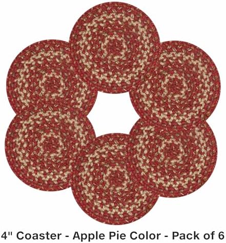 Homespice Apple Pie Braided Coasters for Country Decor, Round 4" Set of 6