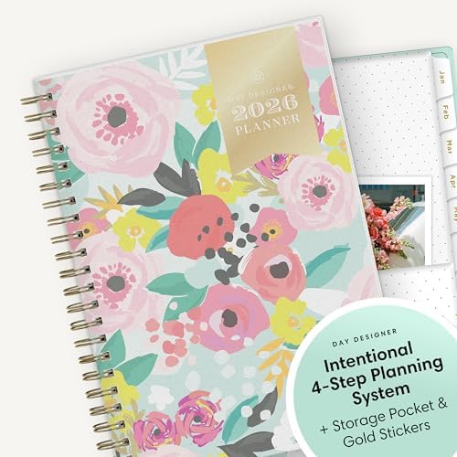Blue Sky 2026 Weekly & Monthly Planner Calendar, 5"x8", Secret Garden Mint