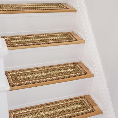 Homespice Gingerbread Jute Braided Stair Treads, Rect 8x28 Set of 13