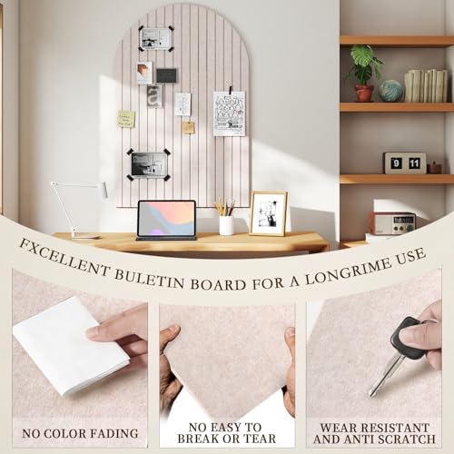 JBER Large Arched Felt Bulletin Board 36" x 24", 6 Pack, Light Camel